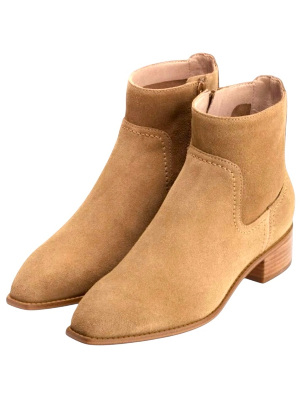 Cole Haan Grand 360 Tan Suede Ankle Booties Western Stitch Detail Size 6 NWT